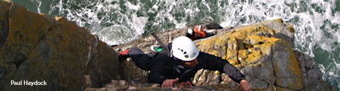 Climbing the cliffs on Anglesey