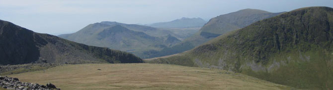 A view of the mountains whilst walking up Mount Snowdon